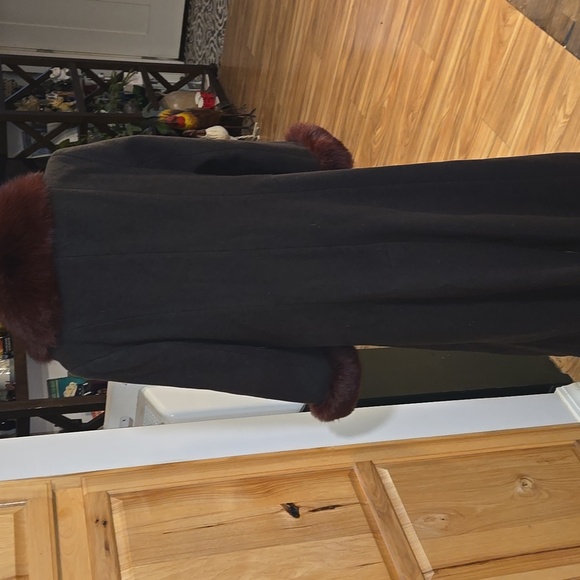 Steve By Searle Cashmere Blend Coat Trench With Fox Collar Cuffs Size 6 Brown - Picture 6 of 11